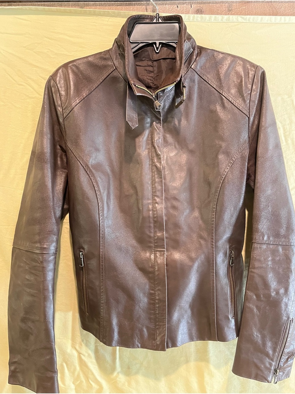 Vera Pelle Dark Brown Italian Leather Bomber Jacket